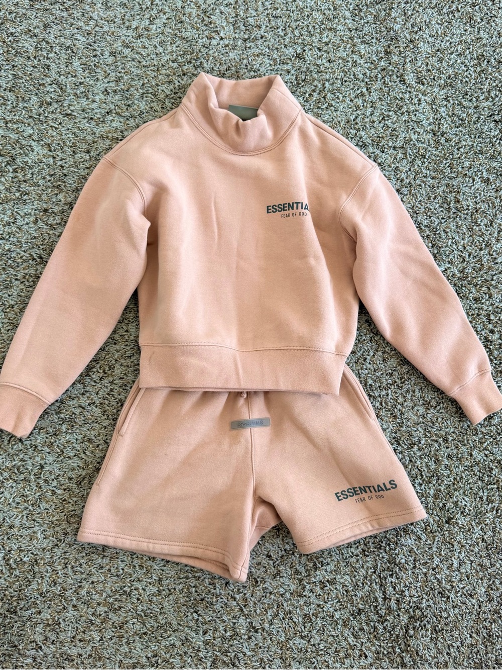 Fear of God ESSENTIALS Dusty Rose Funnel Neck Sweatshirt & Short 6-7yrs